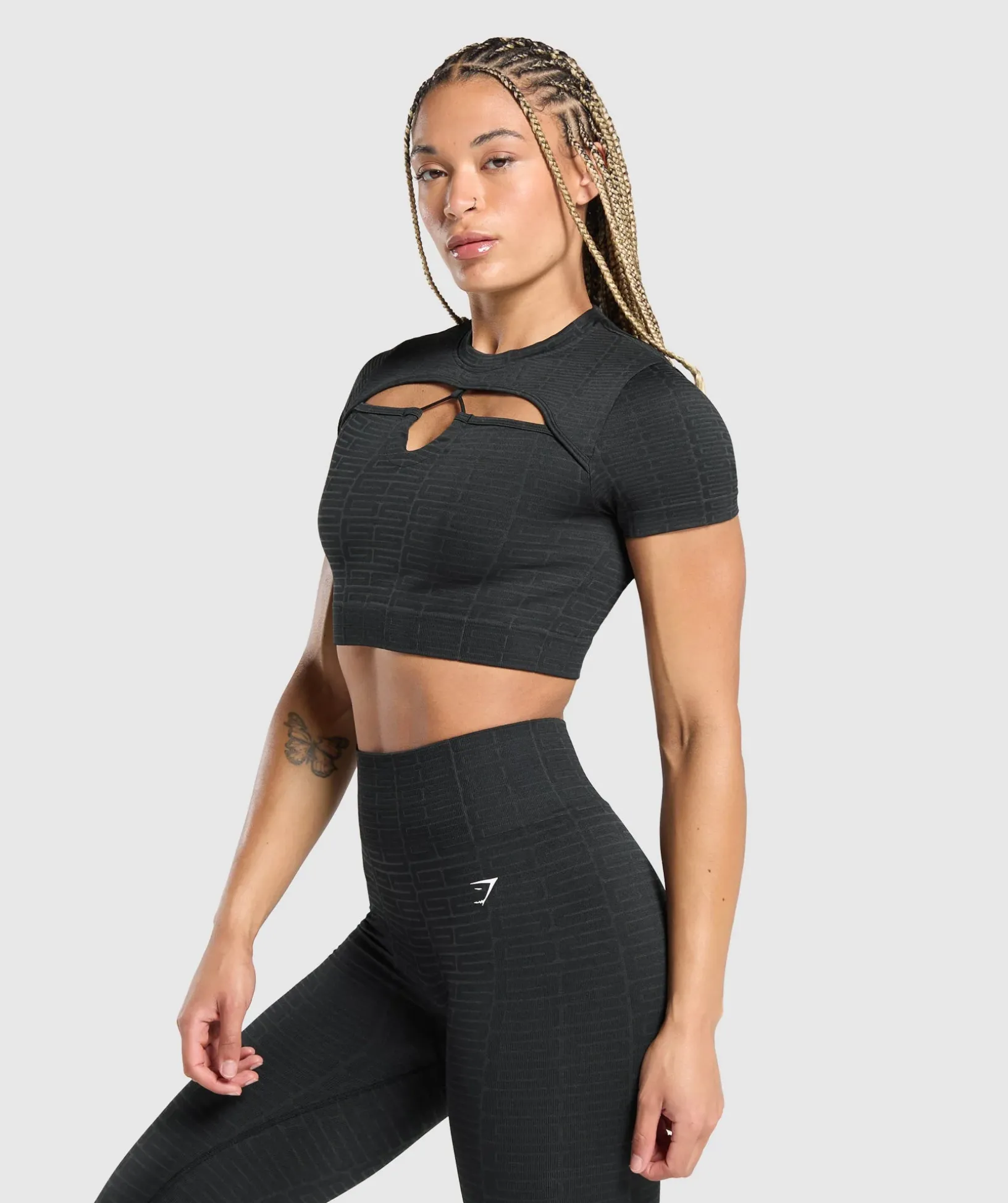 Adapt Monogram Seamless Ruched Crop Top