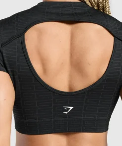 Adapt Monogram Seamless Ruched Crop Top