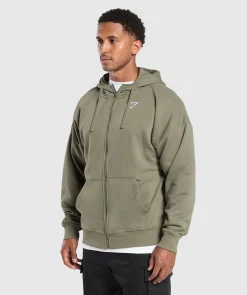 Crest Oversized Zip Up Hoodie