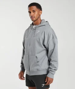 Crest Oversized Zip Up Hoodie