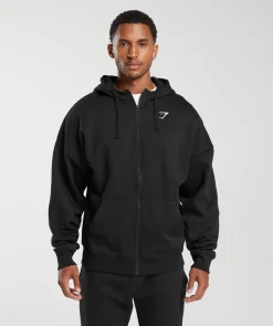 Crest Oversized Zip Up Hoodie