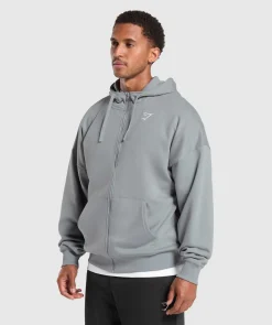 Crest Oversized Zip Up Hoodie