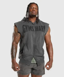 Heritage Washed Sleeveless Zip Hoodie